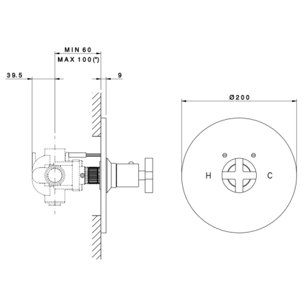 Nicolazzi Termostatico Внешняя часть встраиваемого смесителя, 3/4” без запорного вентиля, цвет: хром, артикул 4914CR27