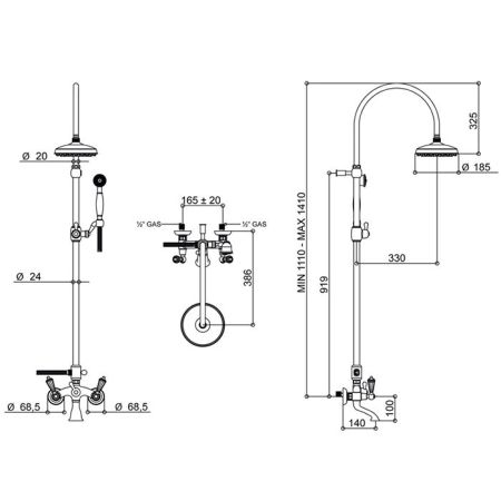 Bongio Impero Смеситель для ванны, цвет золото/Swarovski, артикул 06536OR0D