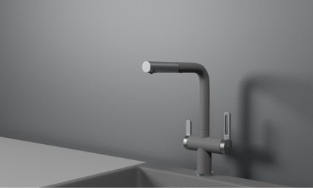 Смеситель для кухни GRANULA с выдвижным изливом и подключением к фильтру (8170, АЛЮМИНИУМ), артикул 8170, АЛЮМИНИУМ