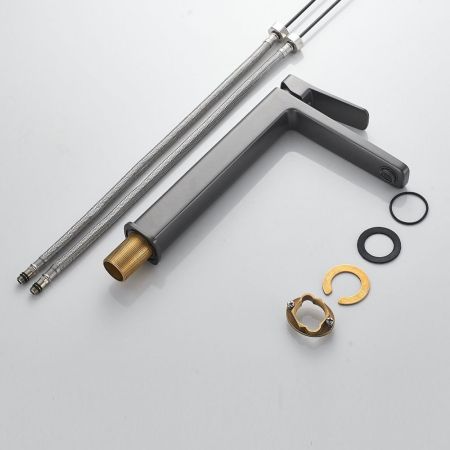 Смеситель для раковины высокий  Raffine F1199T, оружейная сталь