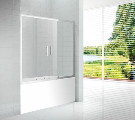 Шторка на ванну Cezares Eco VF-2 170x145 профиль Хром стекло прозрачное