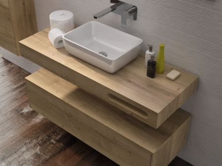 IBX RUT, столеш. Cannes 100 см с вырезом под полотенцедерж. справа, цвет галифакс, артикул ENCAN10046/HALIFAX