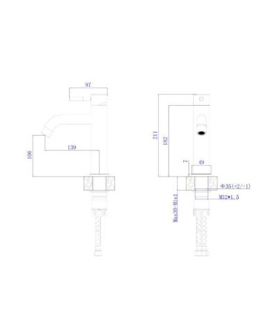 Смеситель для умывальника RUSH Melos (SUS1101-11Grey), артикул SUS1101-11Grey