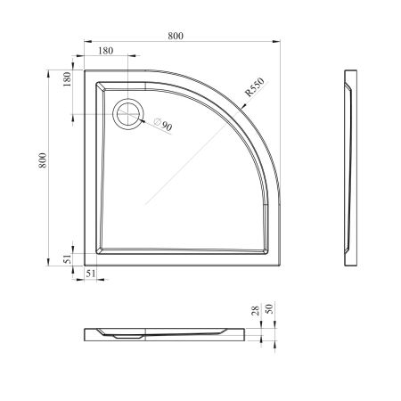 Акриловый душевой поддон Lavinia Boho One 37011800, полукруглый, 80 х 80 см, артикул 37011800