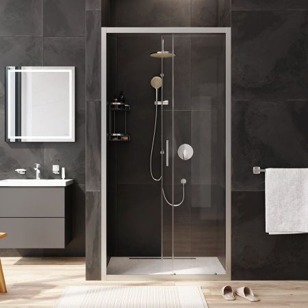 W90G-100-1-195MT Gem Solo Дверь душевая 100х195, стекло прозрачное, профиль матовый хром, артикул W90G-100-1-195MT