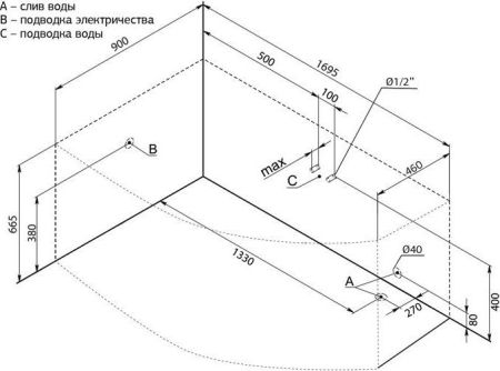 Акриловая ванна Aquanet Jersey 170x90 L, артикул 00203988