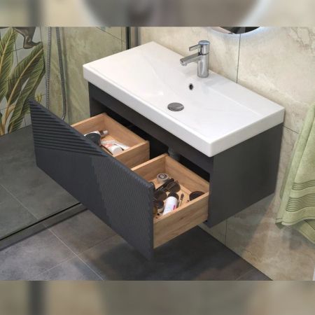 Тумба под раковину подвесная Velvex Edge tp.EDG.9696.80.1Y графит, 80 см, артикул tp.EDG.9696.80.1Y графит