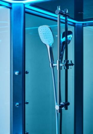 Душевая кабина SSWW BU601 90х90 с баней профиль Голубой сапфир матовый задняя стенка зеркальная