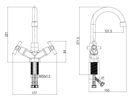 Смеситель Dive для раковины., без донного клапана., DV26