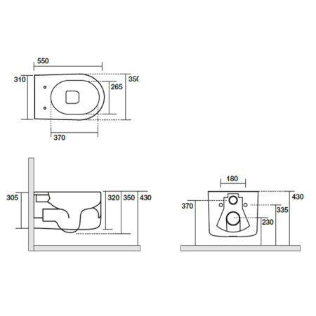 Kerasan Nolita Унитаз безободковый подвесной 55х35 см, с креплениями WB9N, цвет Bruno matt