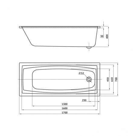 Ванна BERGES акриловая FEYA 170x70 с каркасом