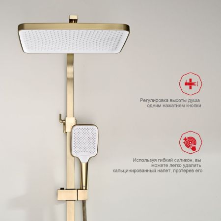 Душевая система Raglo R01.24.03, сатин золотой, артикул R01.24.03
