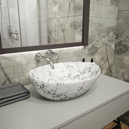 Раковина чаша Maretti EN13NS87-740MR, белый мрамор, артикул EN13NS87-740MR