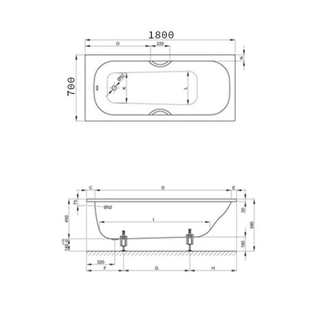 BETTE Classic Ванна с шумоизоляцией 180х70х45, белая (для стандартного слива-перелива)