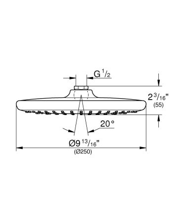 Верхний душ GROHE Tempesta 250, круглый (низ-хром, верх-белый), хром (26666000), артикул 26666000