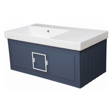 Тумба под раковину подвесная La Fenice Cubo FNC-01-CUB-BG-90, синяя, артикул FNC-01-CUB-BG-90