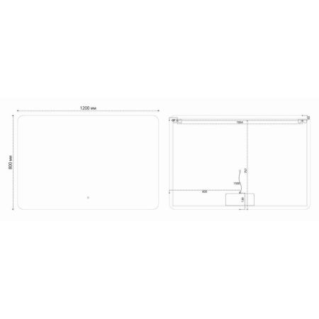 Зеркало LED VLM-3BE120 1200х800 c сенсорным выключателем и диммером, артикул VLM-3BE120