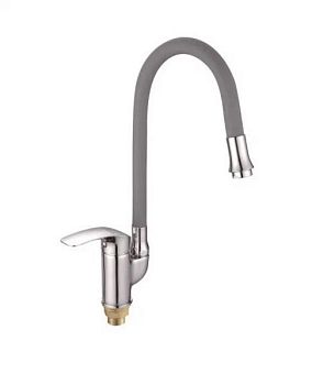 Смеситель для кухни с гибким изливом Shevanik S5543-9, хром/серый
