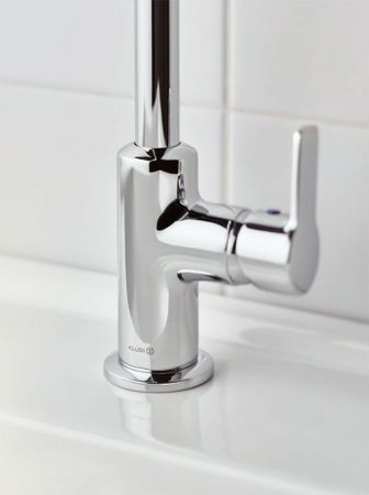 Смеситель для раковины, Kludi, Pure&Easy, тип открывания воды-однорычажный, тип регулирования воды-керамический картридж, монтаж-на раковину/столешницу, отверстия для монтажа-1, высота, мм-280, вынос излива, мм-155, тип излива-поворотный, донный клапан-от, артикул 370240565