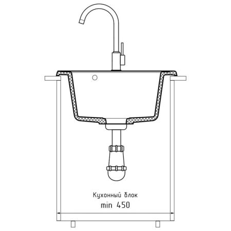 Кухонная мойка GranFest QUARZ 8, темно-серый, артикул 08 темно-серый