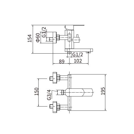 Смеситель для ванны FASHUN A53020, сатин