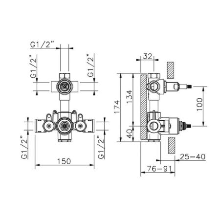 CISAL Встраиваемая часть термостатического смесителя с переключателем на 3 положения, артикул ZA01920104