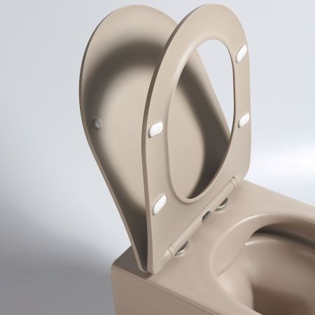 Унитаз подвесной Evo VT1-34SMC безободковый, цвет капучино матовый, ультратонкое soft-close сиденье, артикул VT1-34SMC