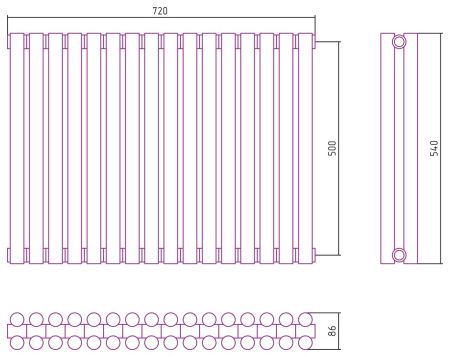 Отопительный радиатор ЭСТЕТ-11 н/ж 500х720 / 16 сек (Матовый БЕЛЫЙ)