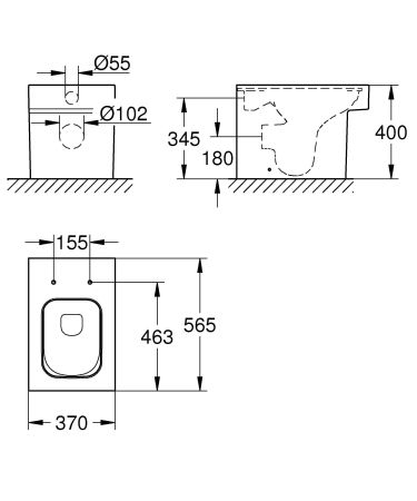 Унитаз напольный безободковый GROHE Cube Ceramic с бачком и быстросъемным сиденьем с микролифтом (NW0037), артикул NW0037