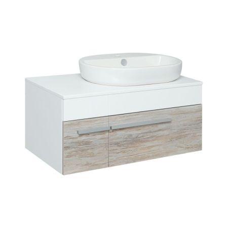 Тумба под раковину Runo Вудлайн 85 4620750028916 подвесная Белый дуб скандинавский