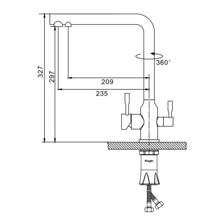 Смеситель для кухни с подключением фильтра Raglo R81.61.09, графит