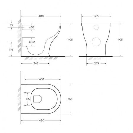 Унитаз приставной безободковый CEZARES GIUBILEO, артикул CZR-265-CBR