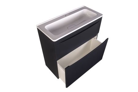 Тумба напольная "Бергамо мини 90" (2 ящ.) Люкс антискрейтч черный, PLUS, артикул СС-00002363
