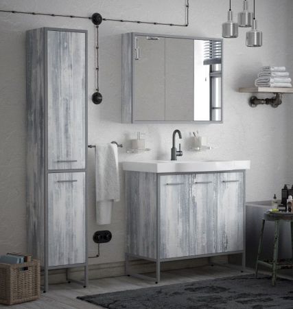 Зеркало-шкаф "Айрон 90", серый/арт