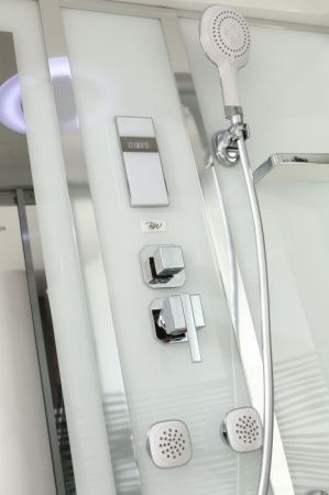 Душевая кабина Black&White Galaxy G5509 с гидромассажем профиль Серебристый хром задняя стенка Белая Душевая кабина Black&White Galaxy G5509 с гидромассажем профиль Серебристый хром задняя стенка Белая