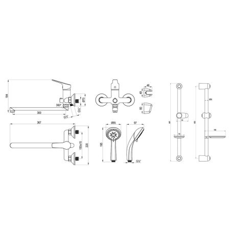 Комплект смесителей Rossinka "2 в 1" (SET35-85), артикул SET35-85