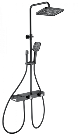 Душевая система с техническим душем WONZON & WOGHAND Shelf, Черный матовый (WW-B4161-MB), артикул WW-B4161-MB