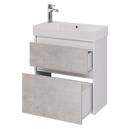 Тумба с раковиной подвесная Dreja Slim 65 см, белый/бетон, артикул 99-0503-com
