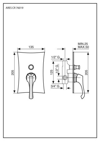 Внутристенный смеситель Ares на 2 выхода, цвет белый-матовый, артикул 76019BIO