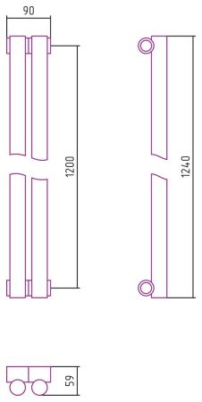 Отопительный радиатор ЭСТЕТ-1 н/ж 1200х90 / 2 сек (Состаренная БРОНЗА), артикул 05-0301-1202
