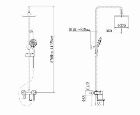 Душевая система FASHUN A2453, хром, артикул A2453