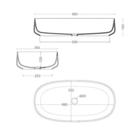 Artceram COGNAC Раковина накладная,68х35хh15см, без отв под смеситель, без перелива, цвет: matera