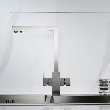 Смеситель для кухни с подключением фильтра Shevanik S148L, сатин, артикул S148L