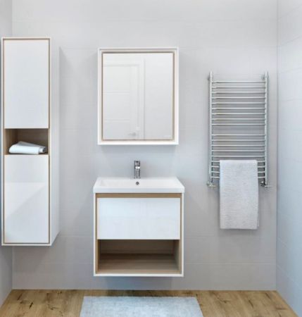 Тумба под раковину Cersanit Louna 80 SZ-LOU-CO80/Wh подвесная Белый глянец дуб Эврика, артикул SZ-LOU-CO80/Wh