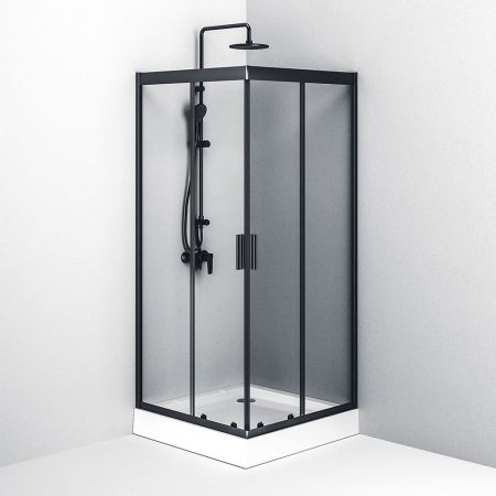 W90G-403-090BT Душевое ограждение Gem Square Slide 90x90 стекло прозрачное, профиль черный матовый,, артикул W90G-403-090BT
