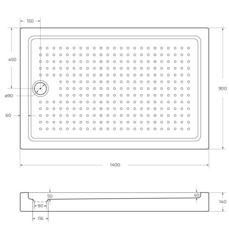 АКРИЛОВЫЙ ПОДДОН CEZARES TRAY-A-AH-15-W, артикул TRAY-COVER-G