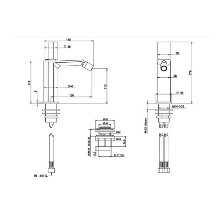 Bongio GIO3 Смеситель для биде с донным клапаном, излив 120 мм  , цвет: хром