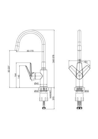Смеситель для кухни Cersanit MODUO однорычажный с гибким изливом сатин (68231), артикул 68231