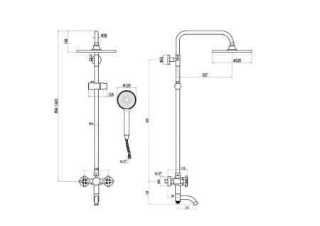 Душевая система Fmark FS8445, сатин, артикул FS8445