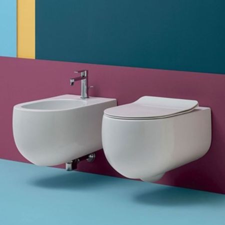 Kerasan Flo Унитаз NEW подвесной  БЕЗОБОДКОВЫЙ 54см, цвет: белый матовый, артикул 311130